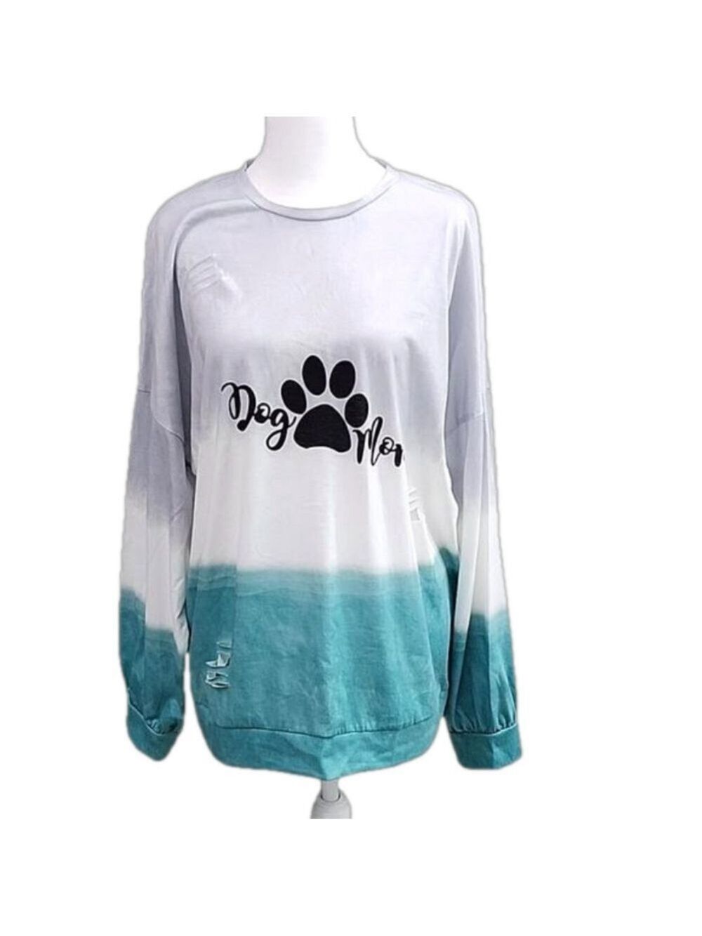 DOG MOM LONG-SLEEVED OMBRE TEE WOMENS XL
